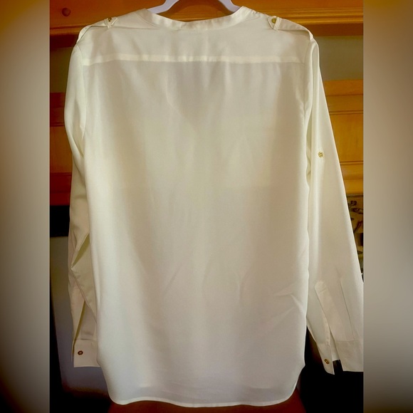 Calvin Klein Zip-Pocket Utility Blouse, Large - Picture 2 of 6